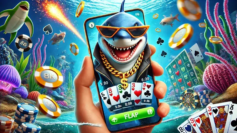 Adegan target ikan dan efek cahaya dalam permainan arcade bawah laut