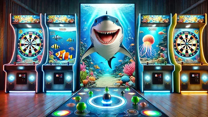 Ilustrasi permainan tembak ikan K3K3 dengan tema laut dalam